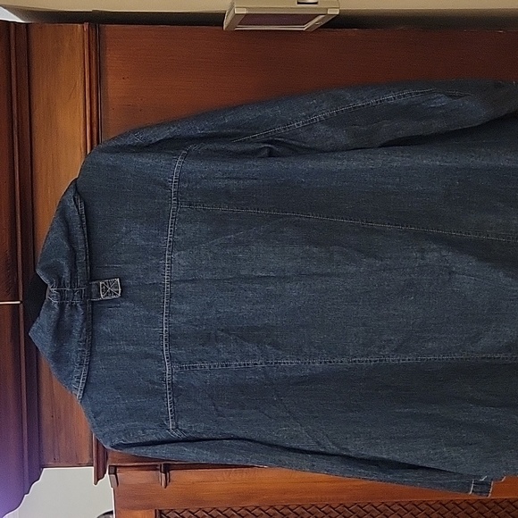 AMI | Women's Denim Jean Zip Up Tunic Jacket Roll Tab Sleeves Cotton - Size 1X - Picture 6 of 10